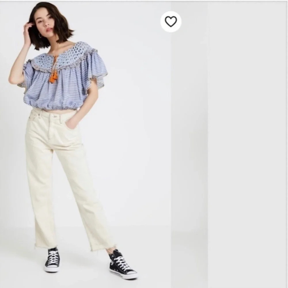 Free People Allora  Blue Striped Crochet Top XS - Picture 5 of 6